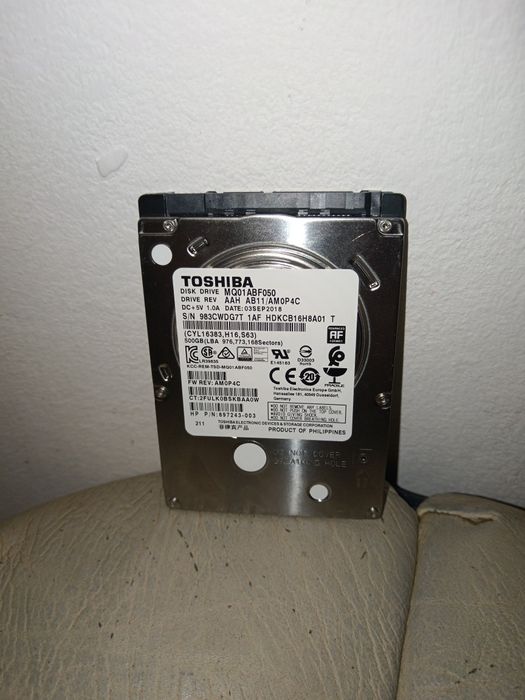 HDD laptop Toshiba 500GB 2.5" SATA – pornește, face zgomot