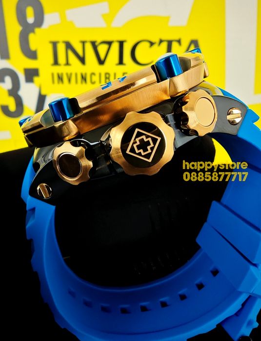 INVICTA Velmore Gold/Blue 54 mm, Инвикта нов ръчен часовник