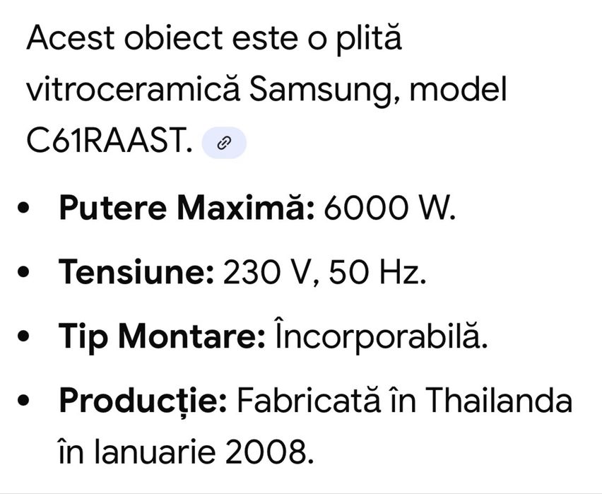 Vand plita vitroceramica  Samsung