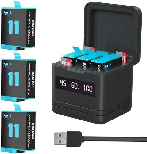 Нов Комплект батерии и зарядно с Micro SD четец за GoPro Hero 9–12