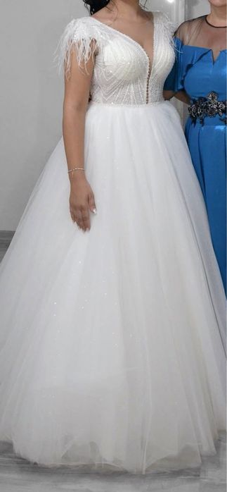 Rochita de mireasa plus voal lung de vanzare