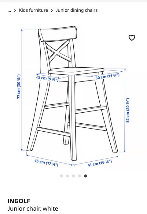 Scaun ikea Ingolf pentru copii alb