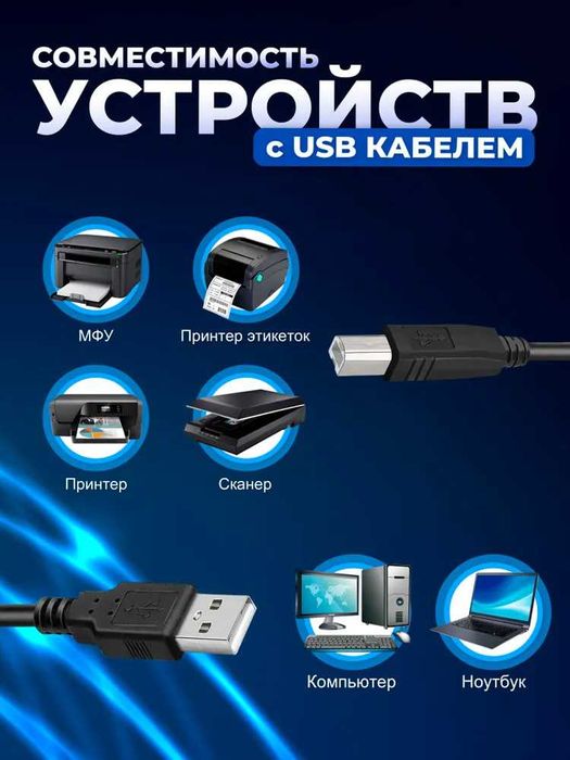 Usb  кабель А-B 1,5 метр