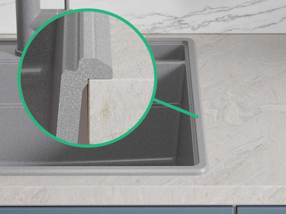 Сива кухненска гранитна мивка Ню Йорк 50 Multispace 480 x 530 мм