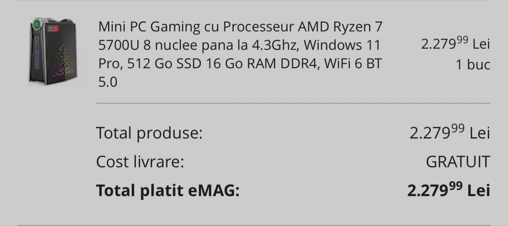 Vand Mini PC 16GB + tastatura