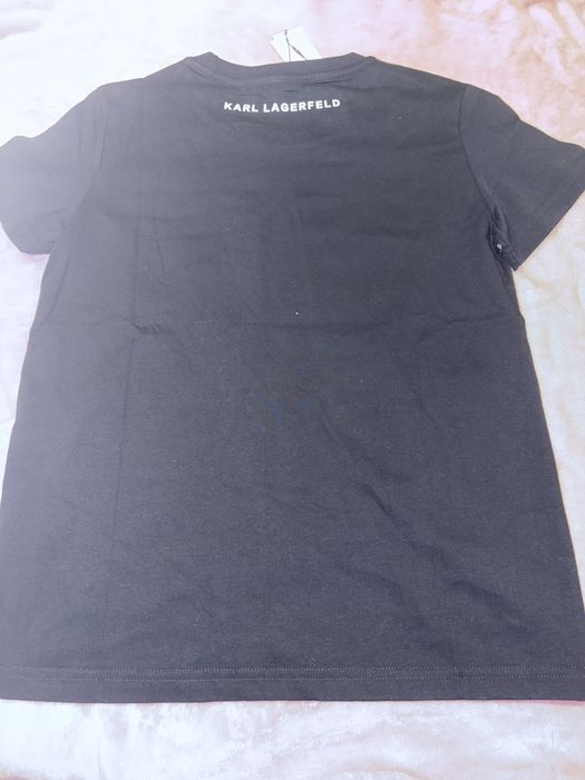 Tricou Karl LagerFeld S eticheta negru roz alb Noi nepurtati  New