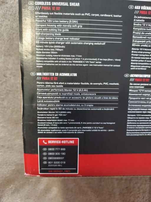 Multicutter cu acumulator Parkside, nou