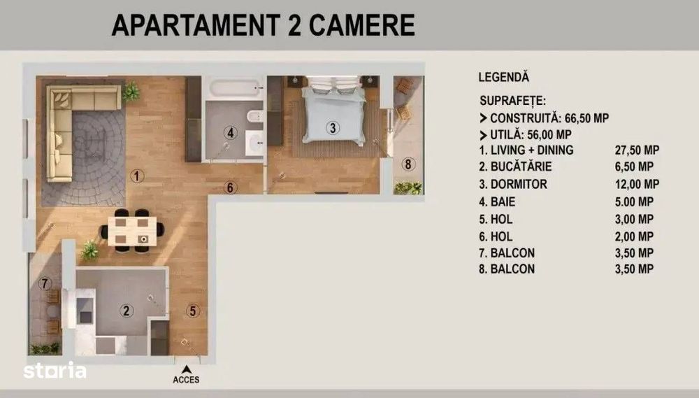 Tva inclus, complet mobilat+loc de parcare! Imobil lux cu doua terase