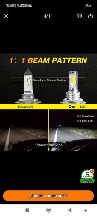 LED крушки автомобилни Н7