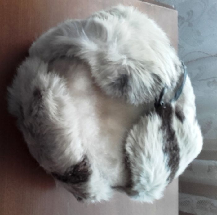 caciula alb-negru, blana iepure, pentru copii