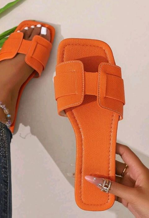 Чехли хит шапка очила жълти чехли каяво оранжево