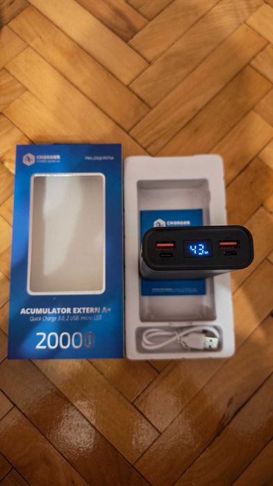 Нова външна батерия A+ с бързо зареждане 18W,20000 mAh,Quick Charge3.0