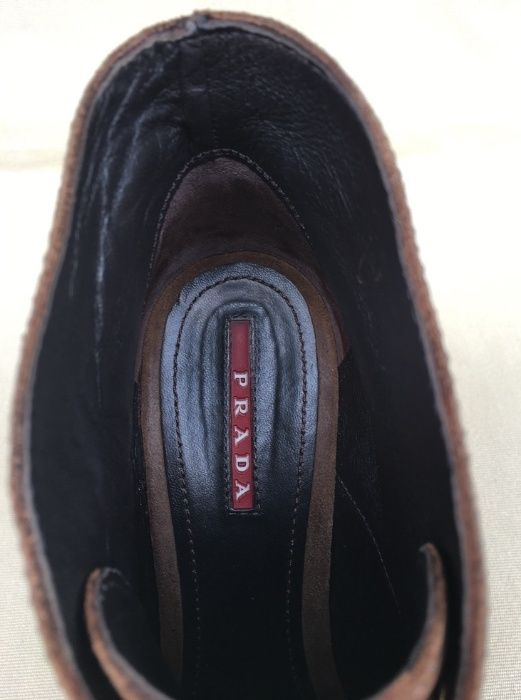 PRADA Ghete Botine Fashion Maro Piele Intoarsa Original Italia