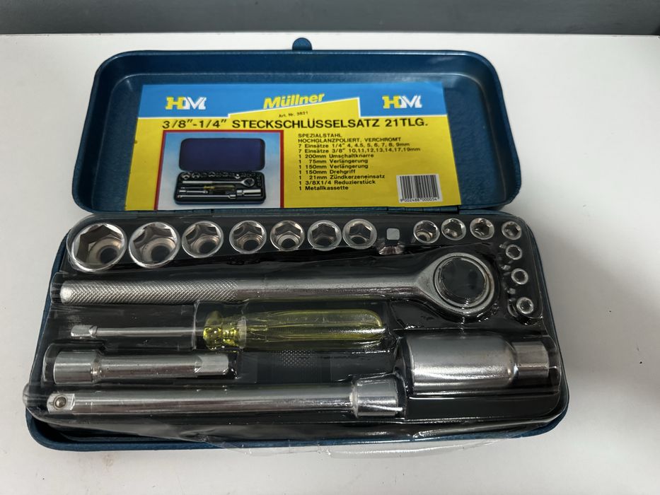 Стар комплект гедоре 3/8” + 1/4” – 21 части – НОВ