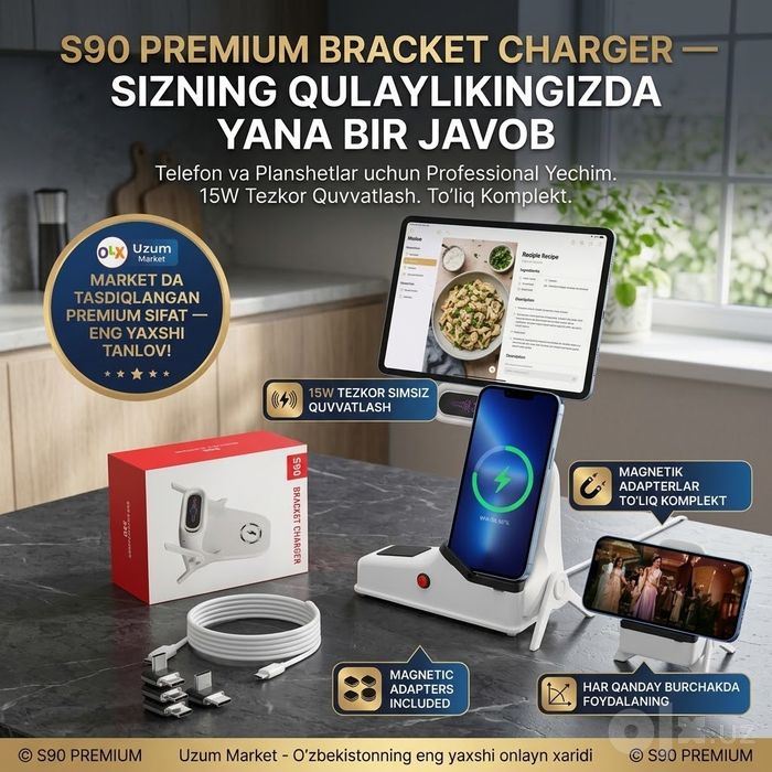ZARYADLOVCHI telefon tagligi-simsiz va port orqali zaryadlashni qo'lla