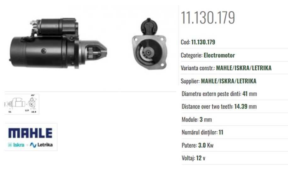Vând electromotor nou Mahle MS 184 / AZJ3525 / 11.130.179