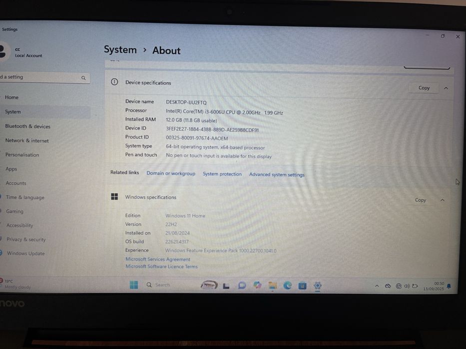 Laptop Lenovo i3 - 6th gen