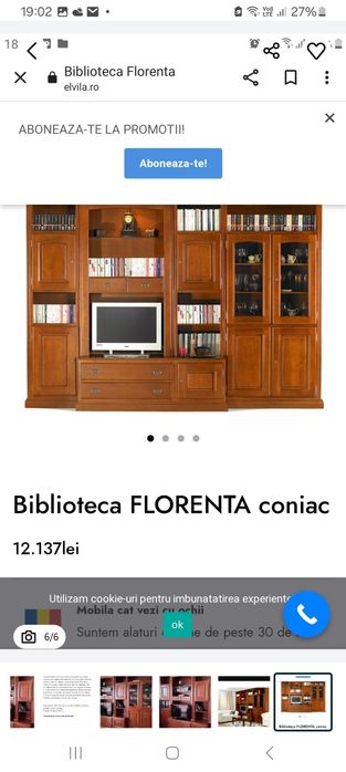 Biblioteca Florenta lemn masiv