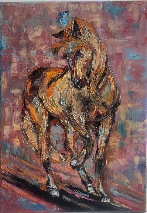 Pictura, tablou modern nou, -CAL IN GALOP NR.1- pictor roman consacrat