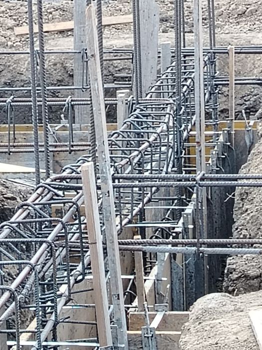 Case la rosu , blocuri , fundatii , structuri din beton armat .