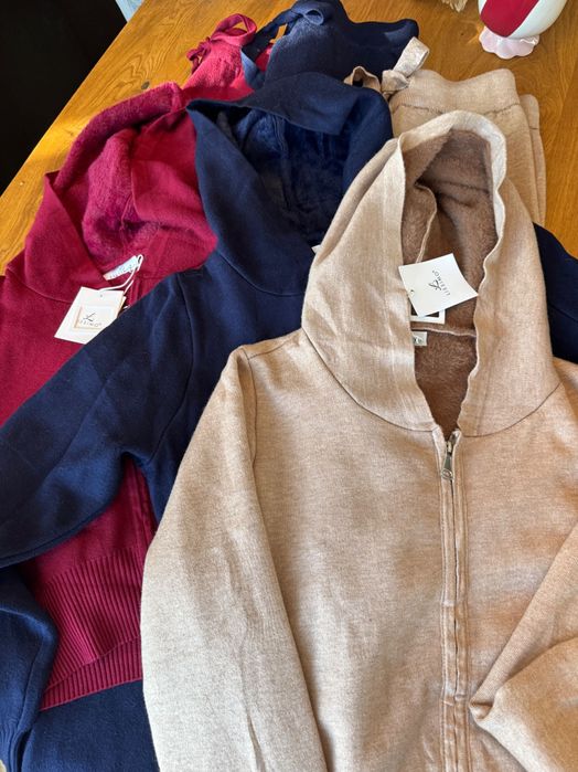 Италиански Плетен сет пух ватиран жилетка панталон