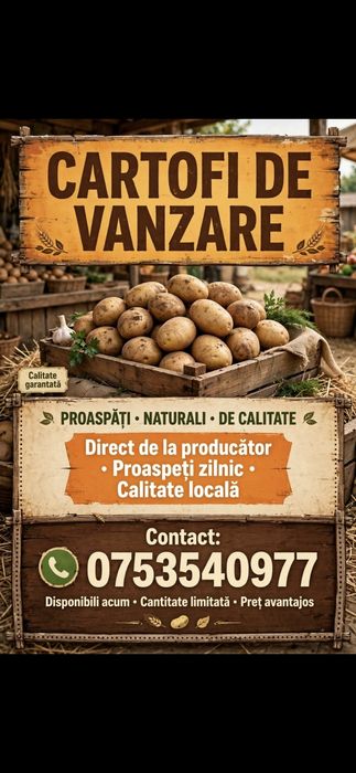 Cartofi de Vânzare - Albi și Roșii - Direct de la Producător