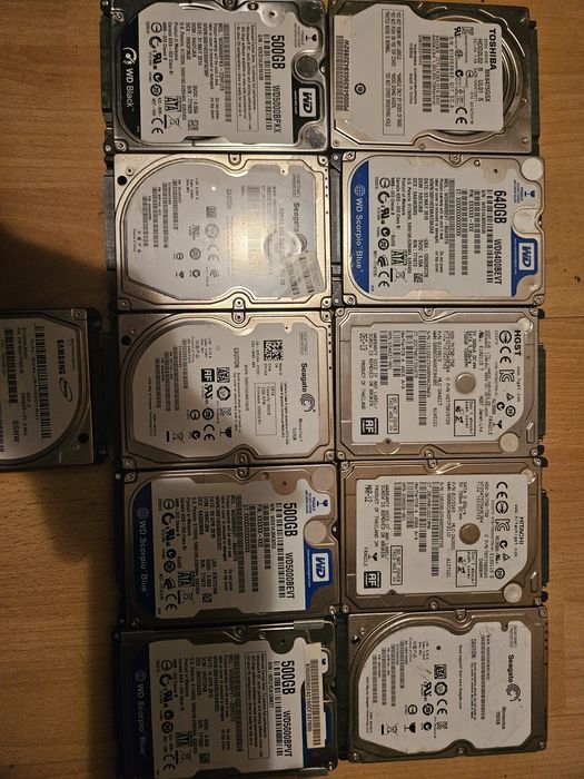 Lot 10 harduri laptop sata 500, 640, 750 bune 100% viata in santin