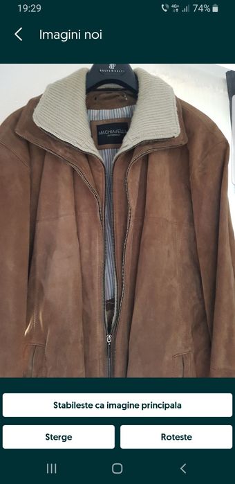 Geaca piele Machiavelli L,nr 50,cu 4 gulere noi de schimb