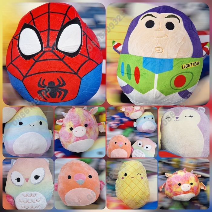 Голяма плюшена играчка Скуиши Възглавница Пуф Спайдърмен, Коте, Бухал