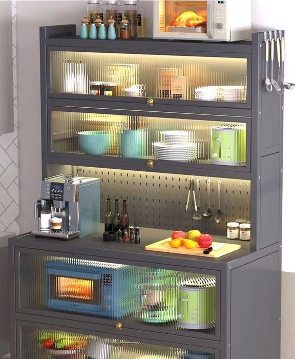 Кухонный шкаф для посуды и продуктов с прозрачной дверцей