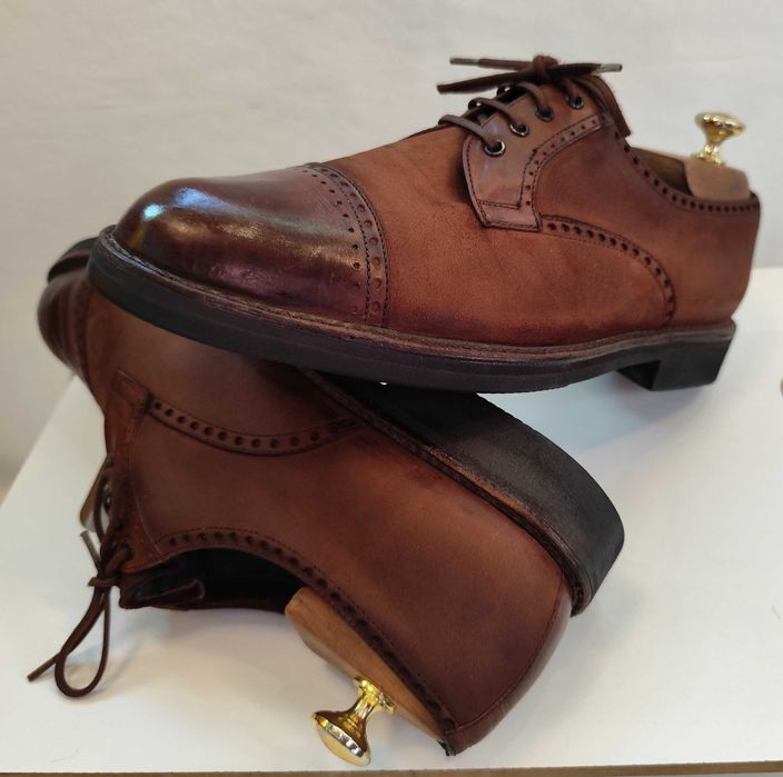 Pantofi derby 43 premium VIBRAM piele naturala moale suede