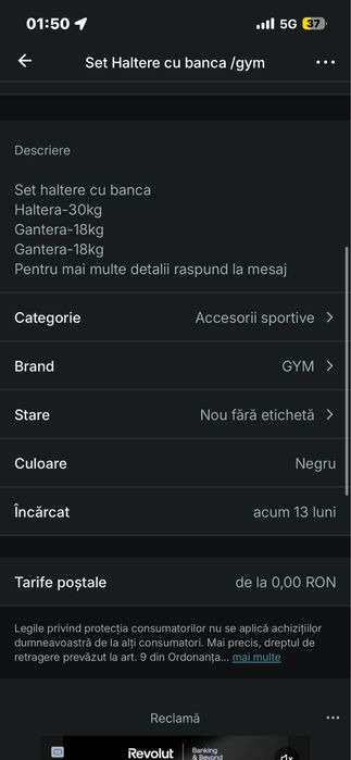 Set gantere/haltera si banca gym