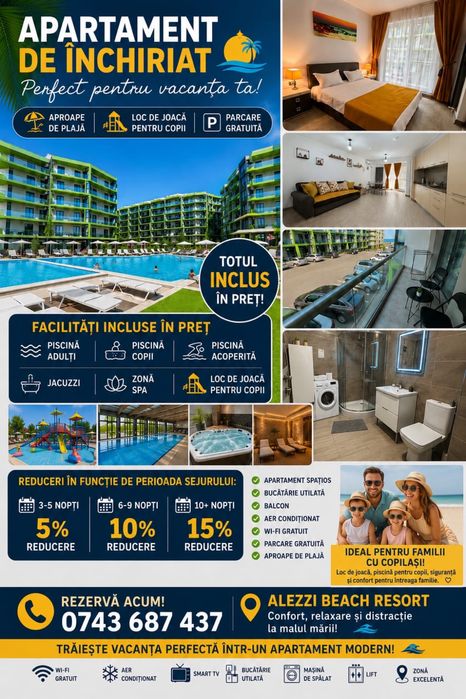 Oferta luna iulie,Apartament 2camere,Alezzi -Mamaia pret real,se poate aplica reduce ptr o perioada de peste 3zile.