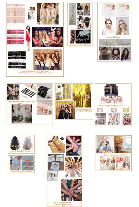 Set 10+2 bratari Team Bride, Petrecerea Burlacitelor, Accesorii mirea