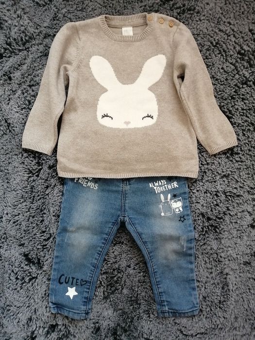 Дънки и пуловер, размер 12-18 м.