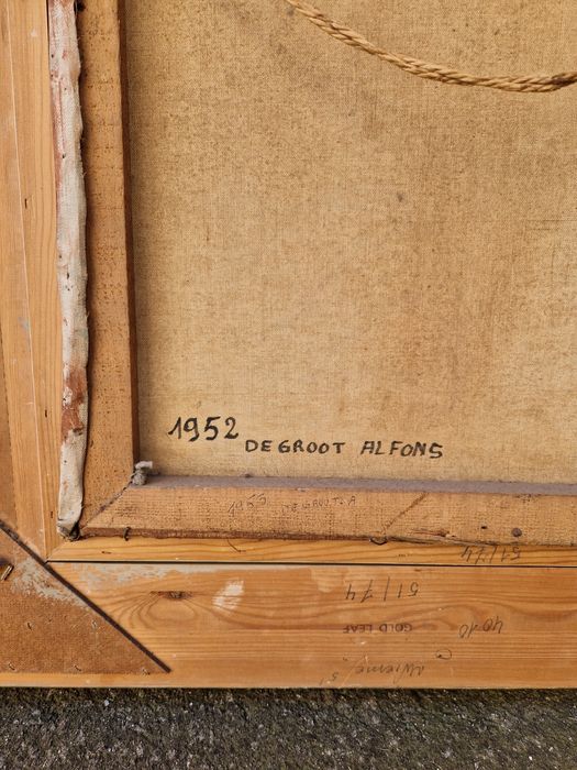 Портрет масло антикварен авторски платно голям