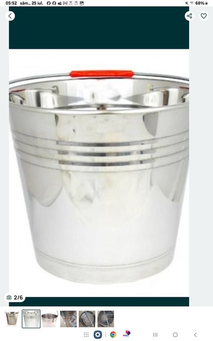 Galeata din Inox 10L cu maner rosu
