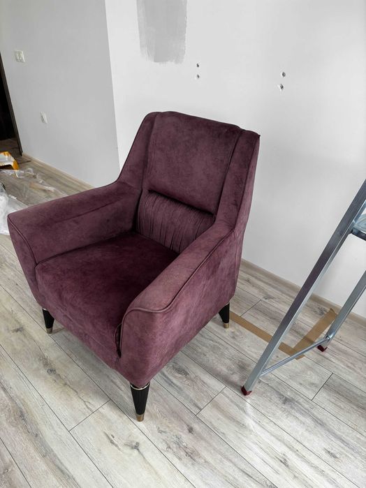 Диван с фотьойл цвят Бордо