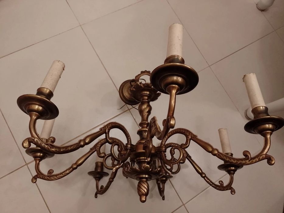 Candelabru bronz masiv cu 7 brațe de dimensiuni mari