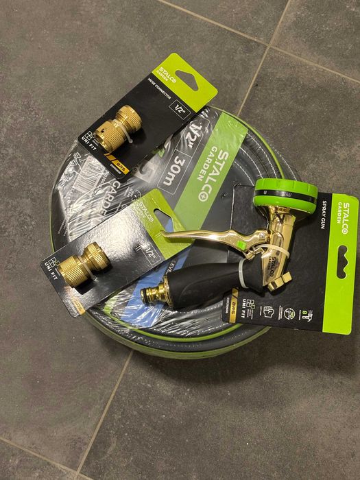Set Complet Furtun Grădină 1/2" 30m Stalco Garden + Pistol Alamă