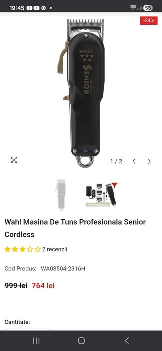 Mașina de tuns profesionala Whal Senior ca nouă.