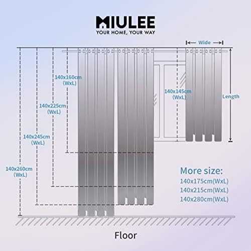MIULEE воал пердета 140x160 см с халки – 2 бр., светлосиви