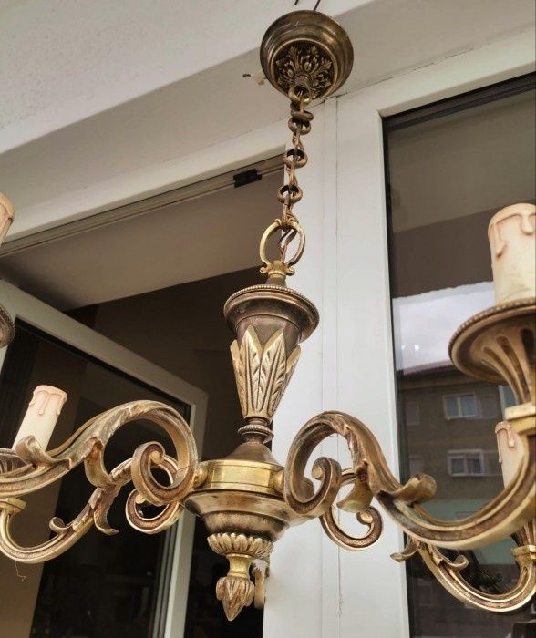 Candelabru din bronz masiv Empire cu 6 brate piesa cu o lucrătură de o