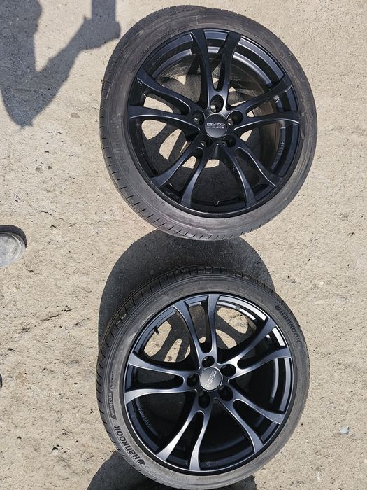 Jante aliaj 18” 5x108 + anvelope VARĂ Hankook 245/40 R18
Anvelopele sunt aproape noi (rulate ~200 km)
O anvelopă are o zgârietură superficială (nu a
