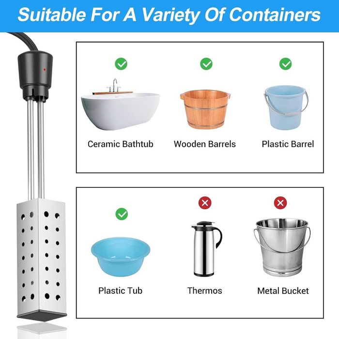 Бързовар /нагревател за вода Immersion 2500W Water Heater with 304