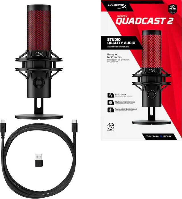 Microfon HyperX DuoCast si DuoCast 2,USB, RGB, cardioid,negru,sigilat