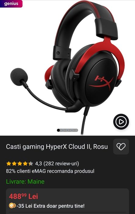 Casti gaming HyperX Cloud II, Rosu
