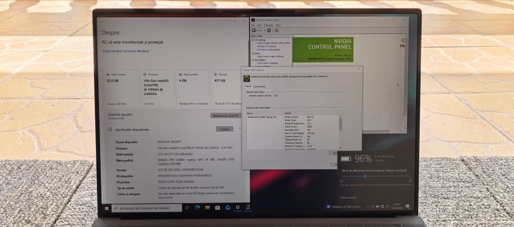 Laptop Dell 5560---i9 11950H vPRO----32GB DDR4----NVidia RTX A2000 4GB----512GB SSD----Ecran 15.6"2K IPS---Laptop NOU---Editare Video/Foto si Gaming--
