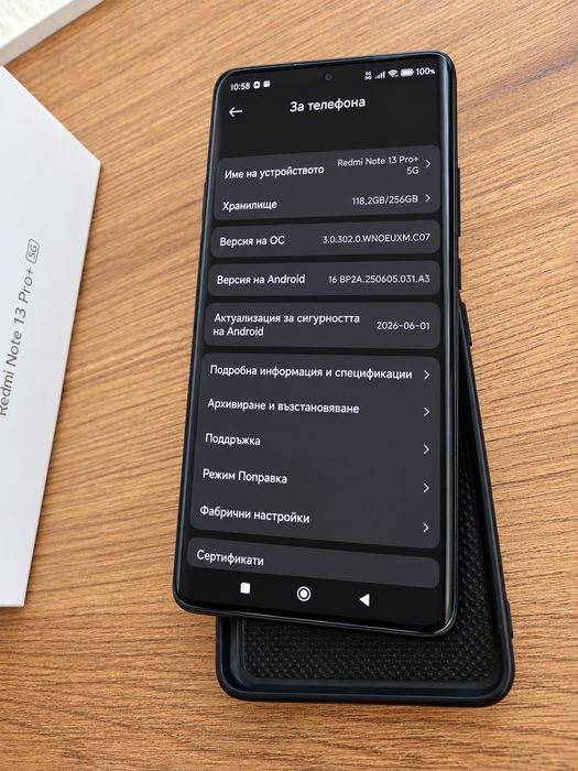 Xiaomi Redmi Note 13 Pro+ 5G 8/256GB – Midnight Black – отлично състояние