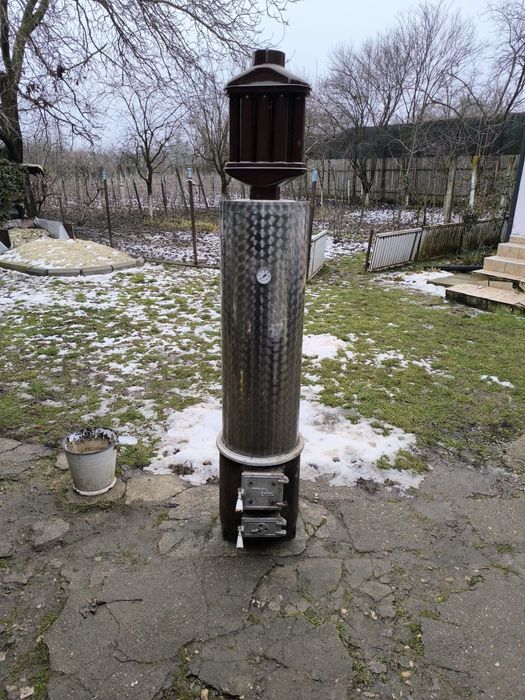 Cazan pe lemne cu bazin de inox si termostat